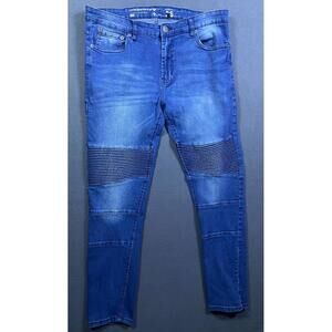 LRG Lifted Research Group Mens Slim Biker Denim Jeans Skinny Fit Stretch 36x31